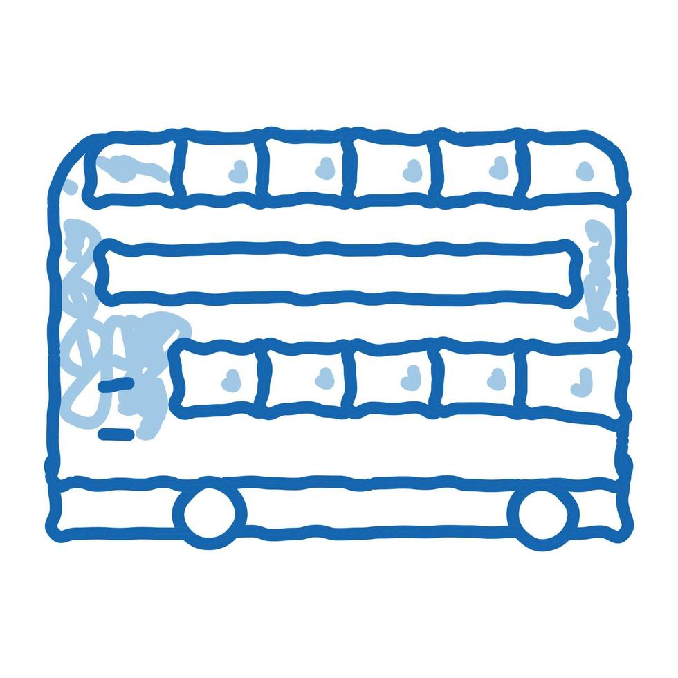 double decker sightseeing bus doodle icon hand drawn illustration vector
