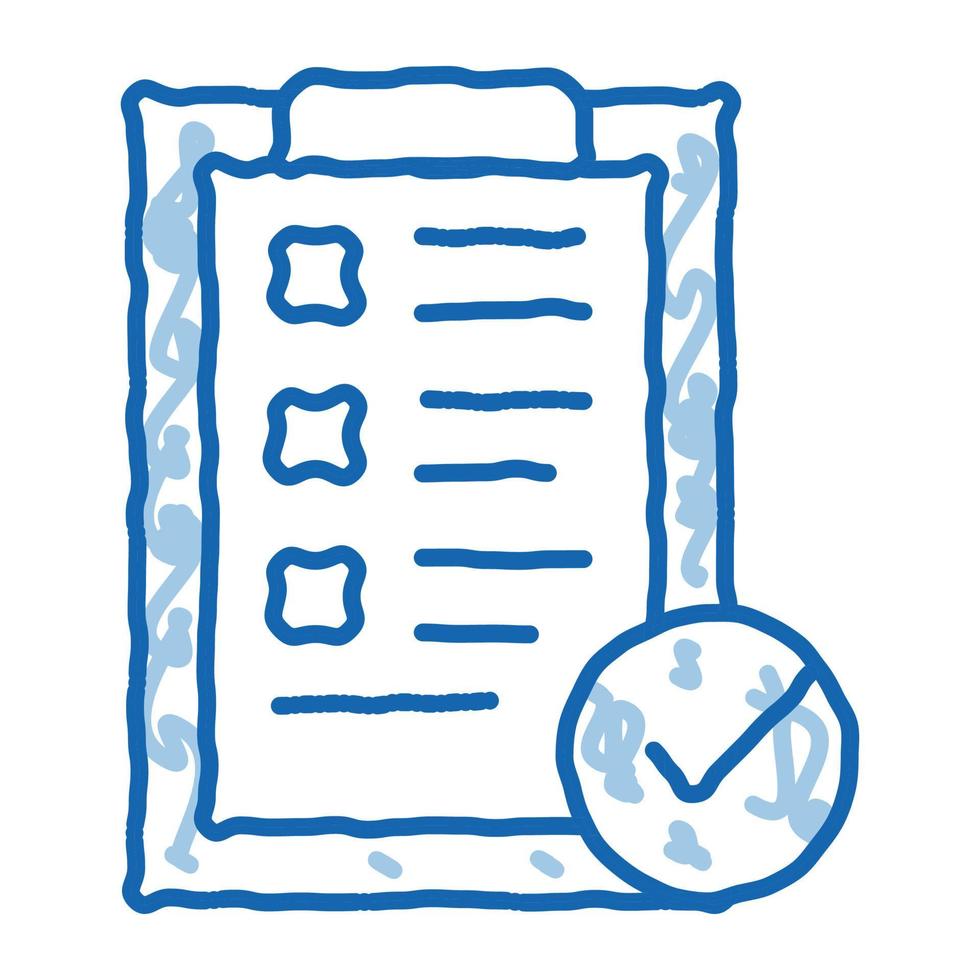 Tablet Clip With Approved Check List doodle icon hand drawn illustration vector