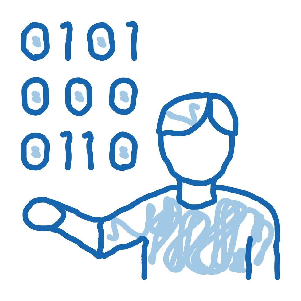 Human Binary Code doodle icon hand drawn illustration vector
