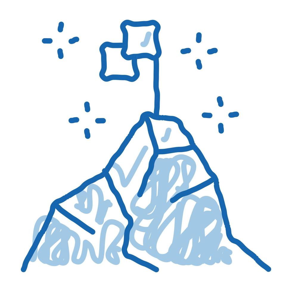 conquistando la cima de la montaña doodle icono dibujado a mano ilustración vector