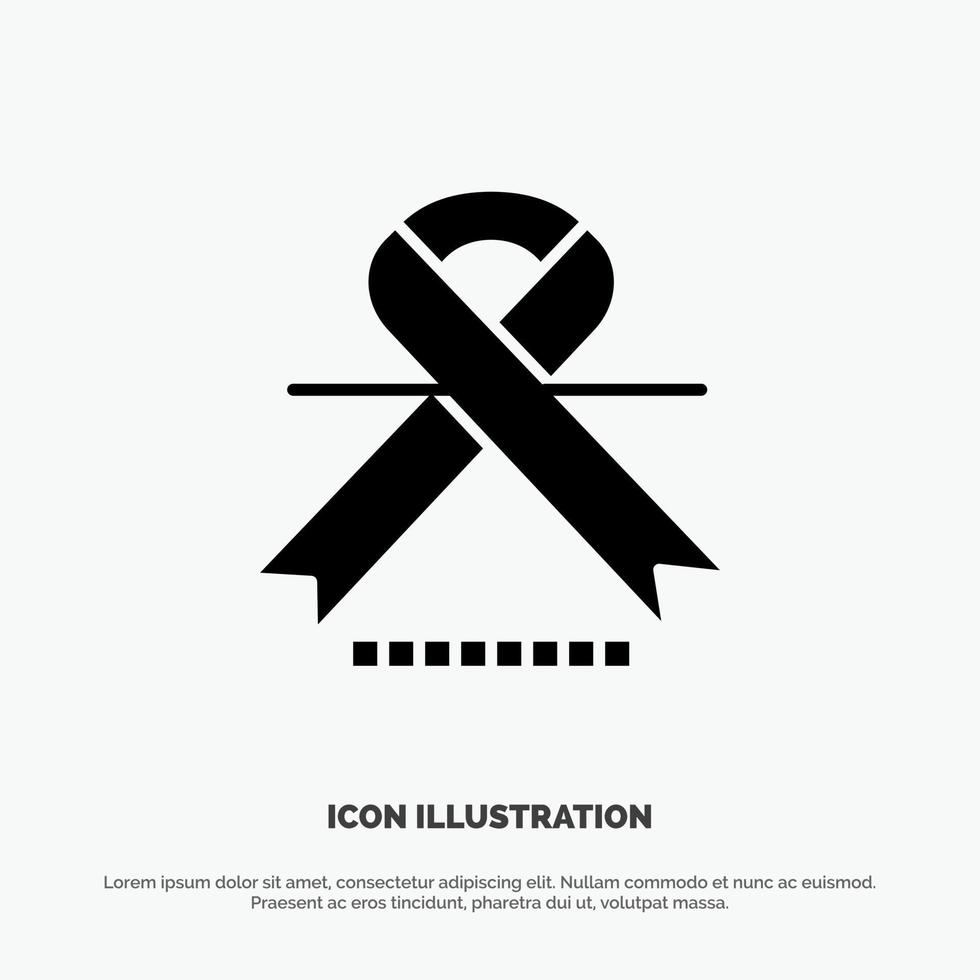 Cancer Oncology Ribbon Medical solid Glyph Icon vector