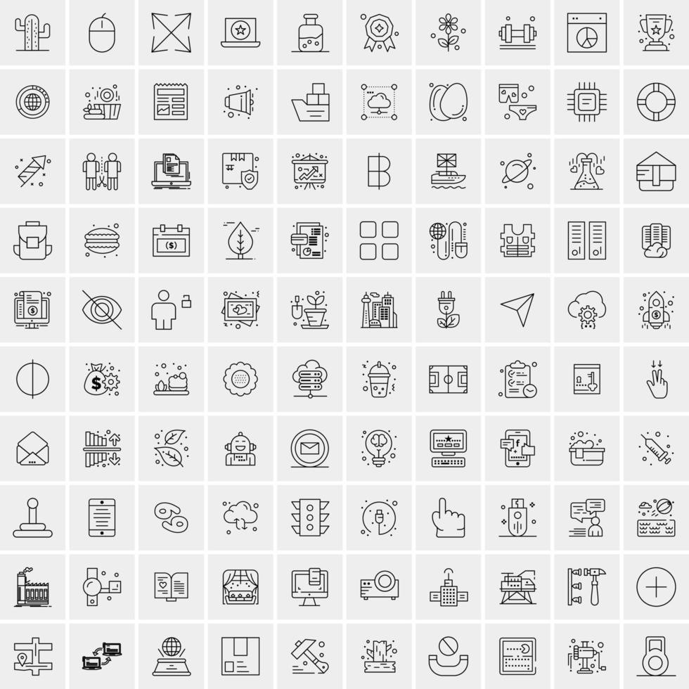 Set of 100 Creative Business Line Icons vector