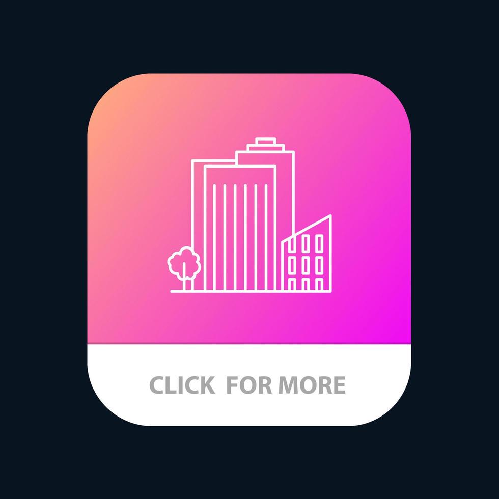 Building Build Dormitory Tower Real Estate Mobile App Button Android and IOS Line Version vector