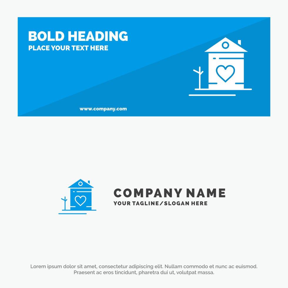 Home House Family Couple Hut SOlid Icon Website Banner and Business Logo Template vector