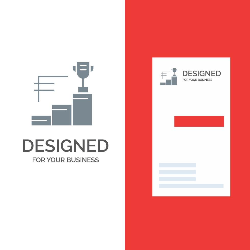Achievements Prize Trophy Trophy Cup Grey Logo Design and Business Card Template vector