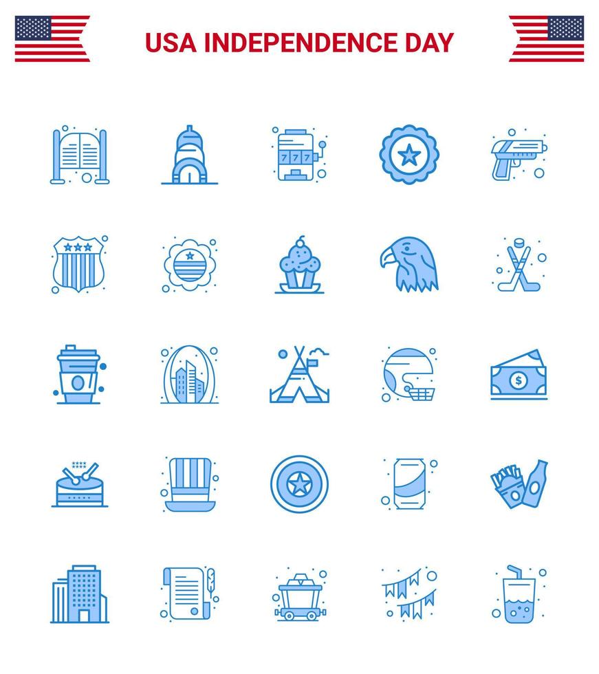 paquete de 25 creativos estados unidos día de la independencia relacionados con blues of security usa casino sign glass elementos editables de diseño vectorial del día de estados unidos vector