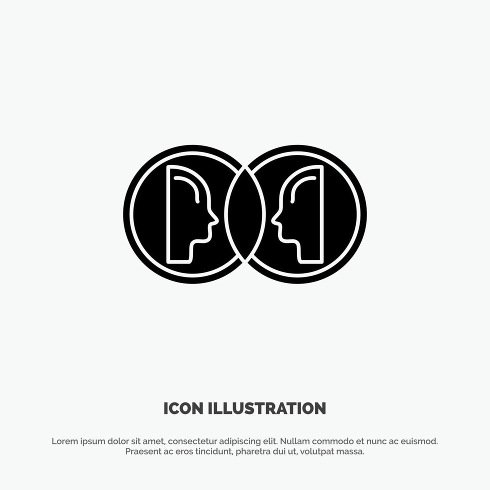 Coin Face Dual Duplicate Man solid Glyph Icon vector