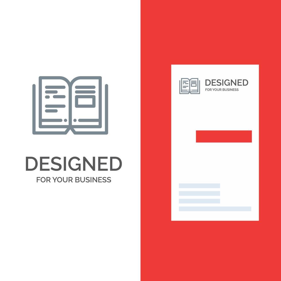 Book Education Knowledge Text Grey Logo Design and Business Card Template vector