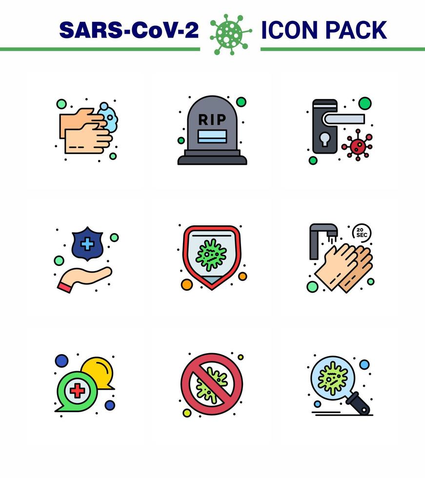 Corona virus 2019 and 2020 epidemic 9 Filled Line Flat Color icon pack such as bacteria washing rip hands bacteria viral coronavirus 2019nov disease Vector Design Elements
