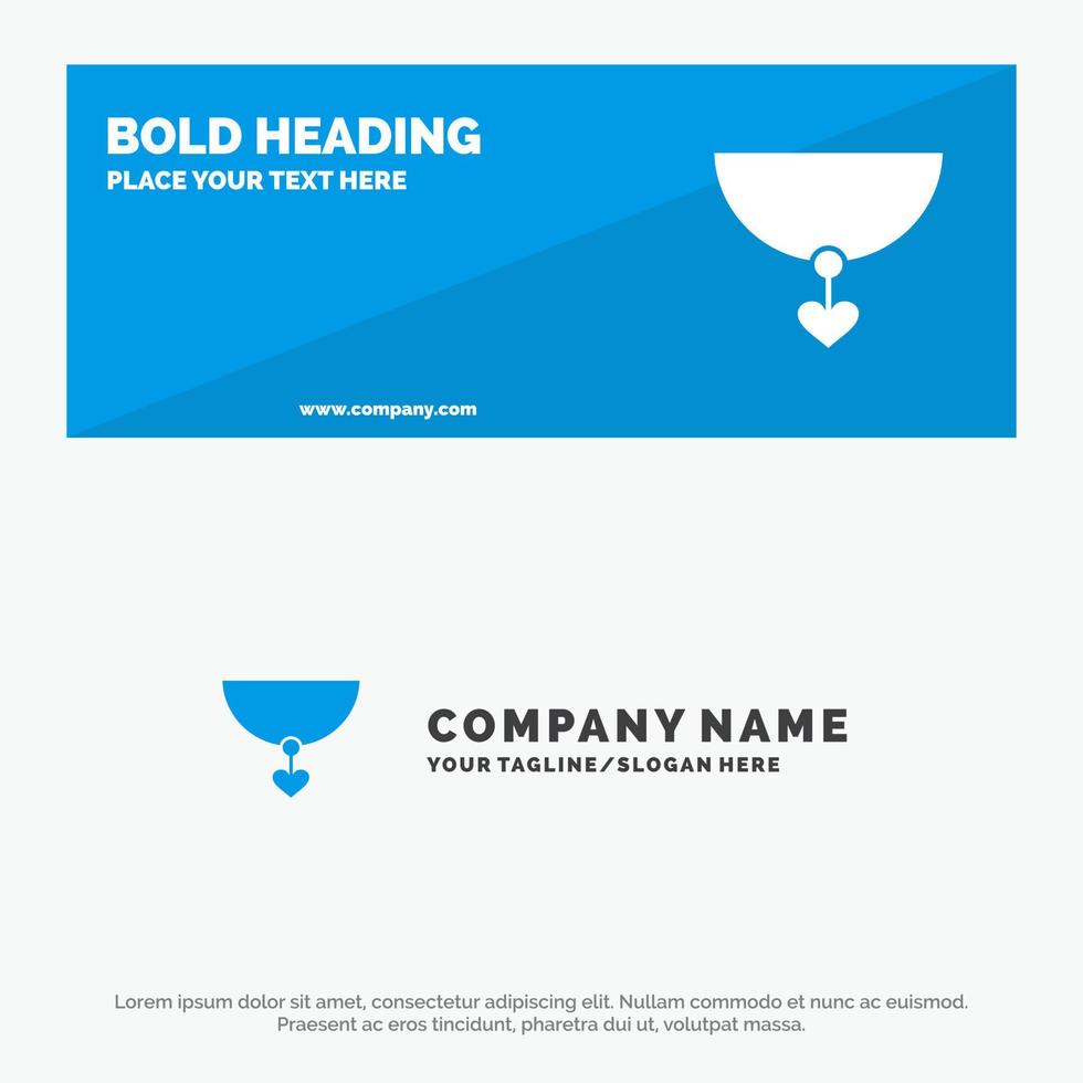 Necklace Heart Gift SOlid Icon Website Banner and Business Logo Template vector