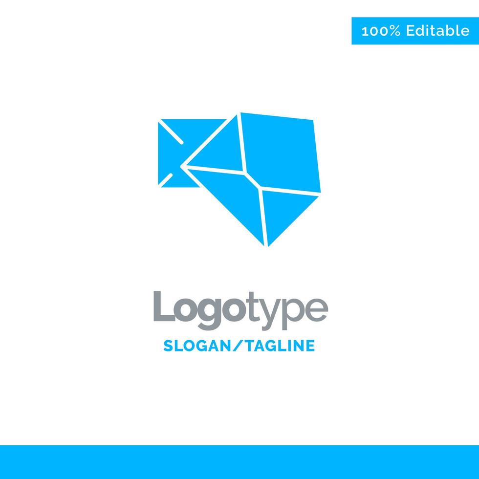 Business Mail Message Open Blue Solid Logo Template Place for Tagline vector