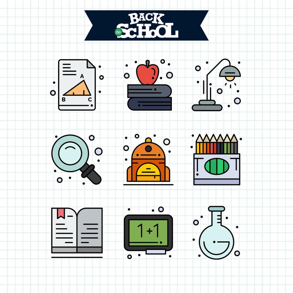 Back to School icon. Education and Learning line icons set. vector