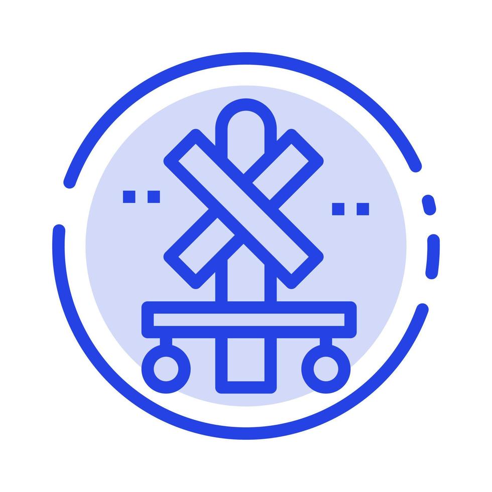 Cross Sign Station Train Blue Dotted Line Line Icon vector