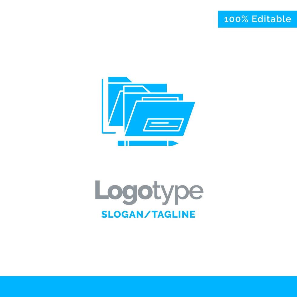 carpeta de archivos fecha segura plantilla de logotipo sólido azul lugar para el eslogan vector