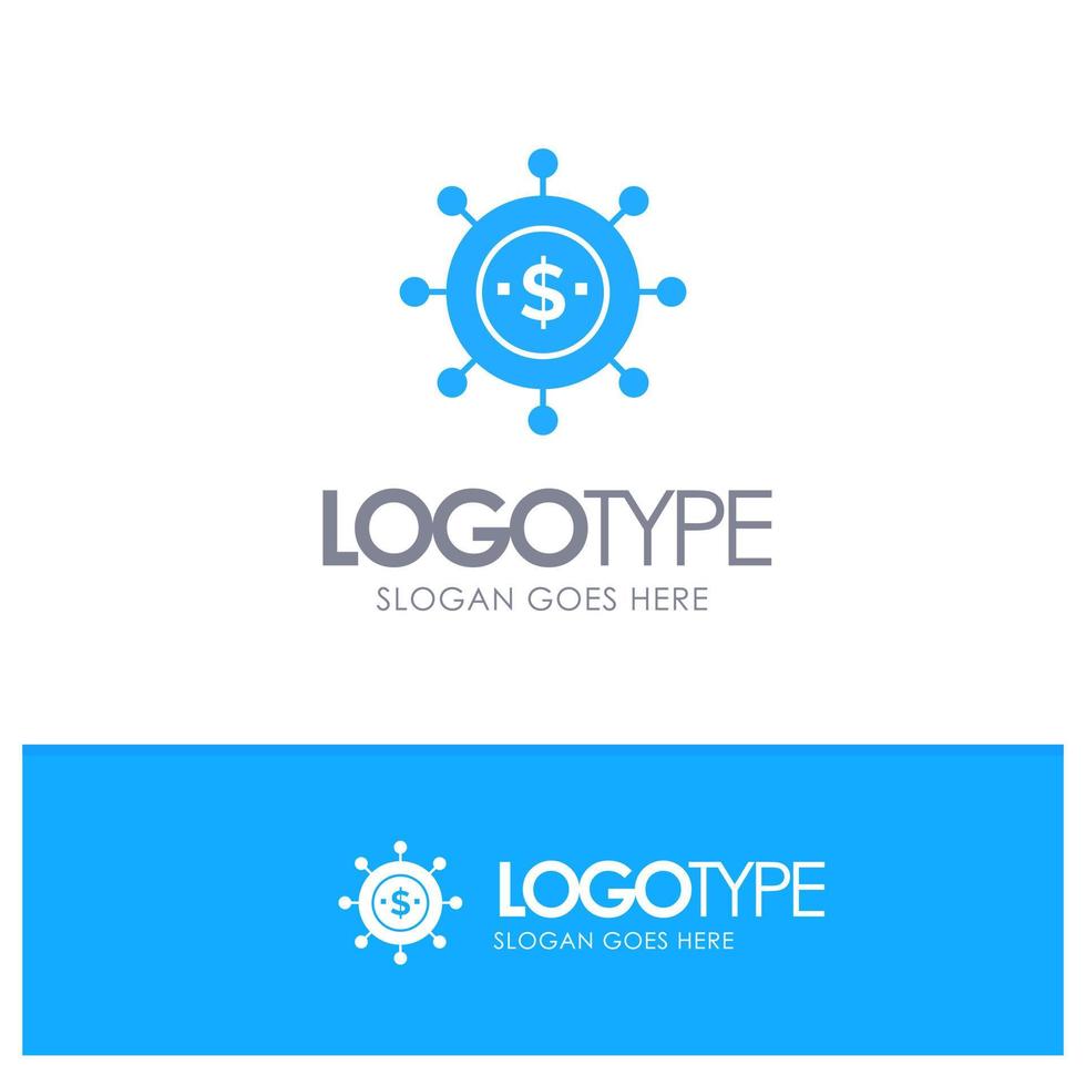 logotipo sólido azul moderno global de economía empresarial con lugar para el eslogan vector