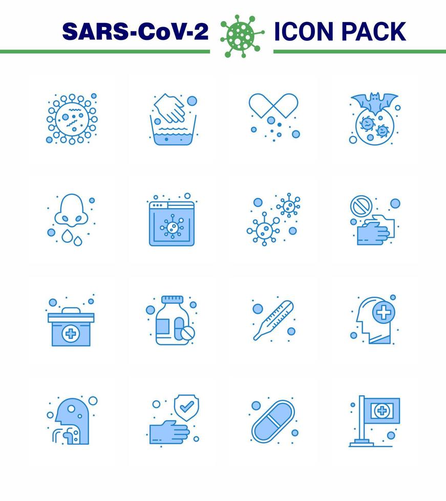 25 Coronavirus Emergency Iconset Blue Design such as disease corona water bowl carrier open capsule viral coronavirus 2019nov disease Vector Design Elements