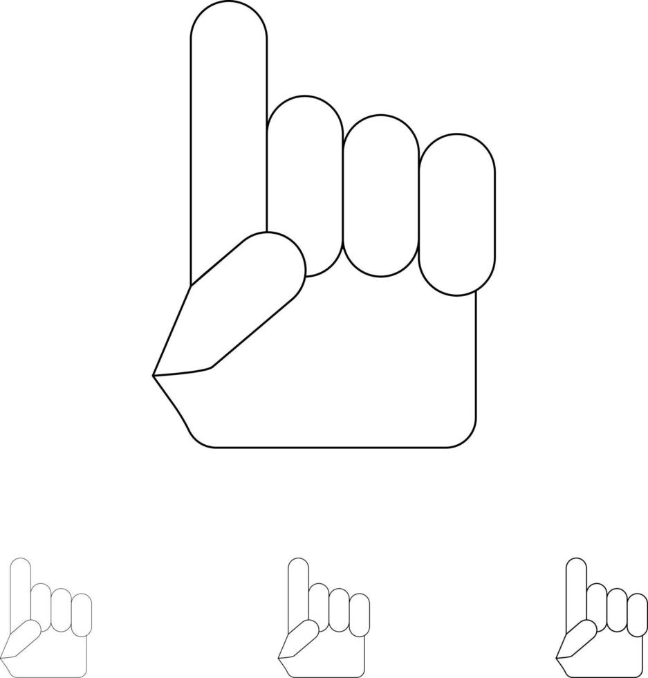 Foam Hand Hand Usa American Bold and thin black line icon set vector