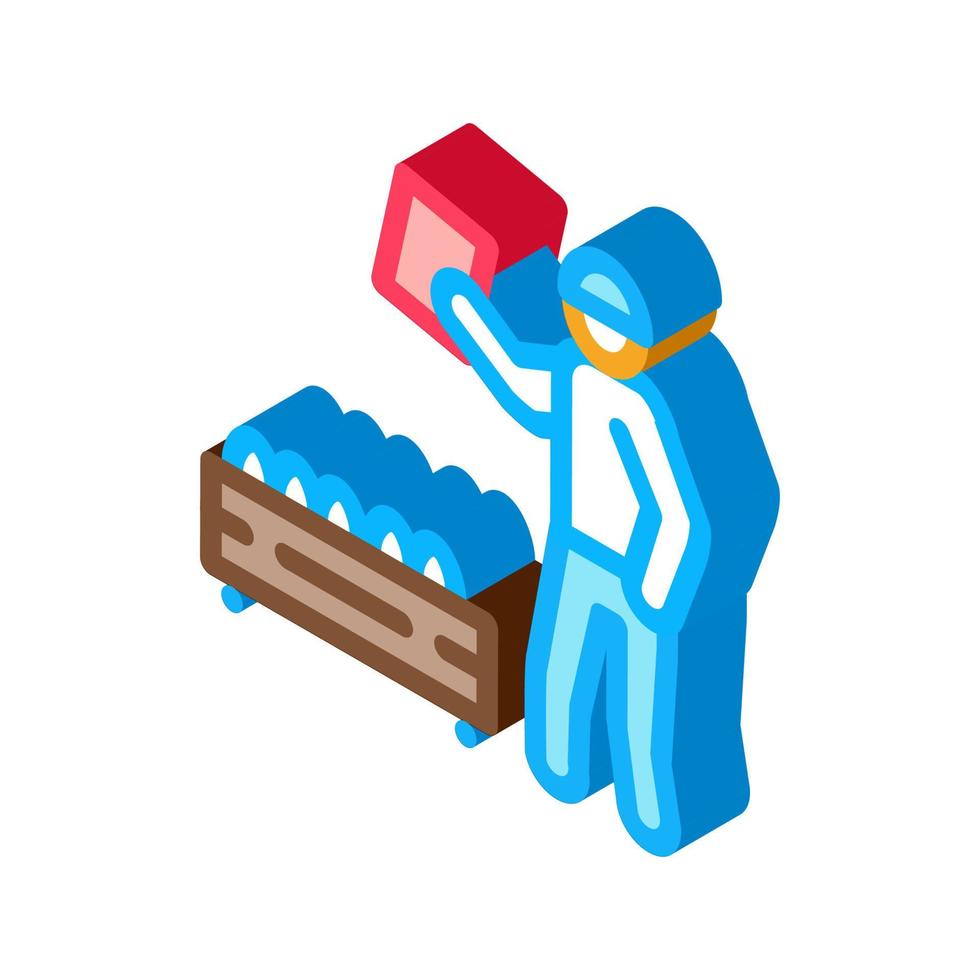 mushroom farm worker icon vector outline illustration