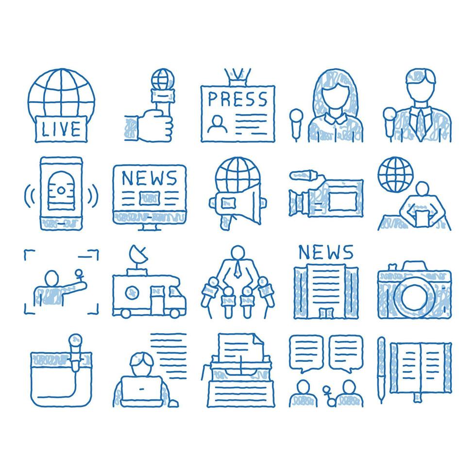 Journalist Reporter icon hand drawn illustration vector