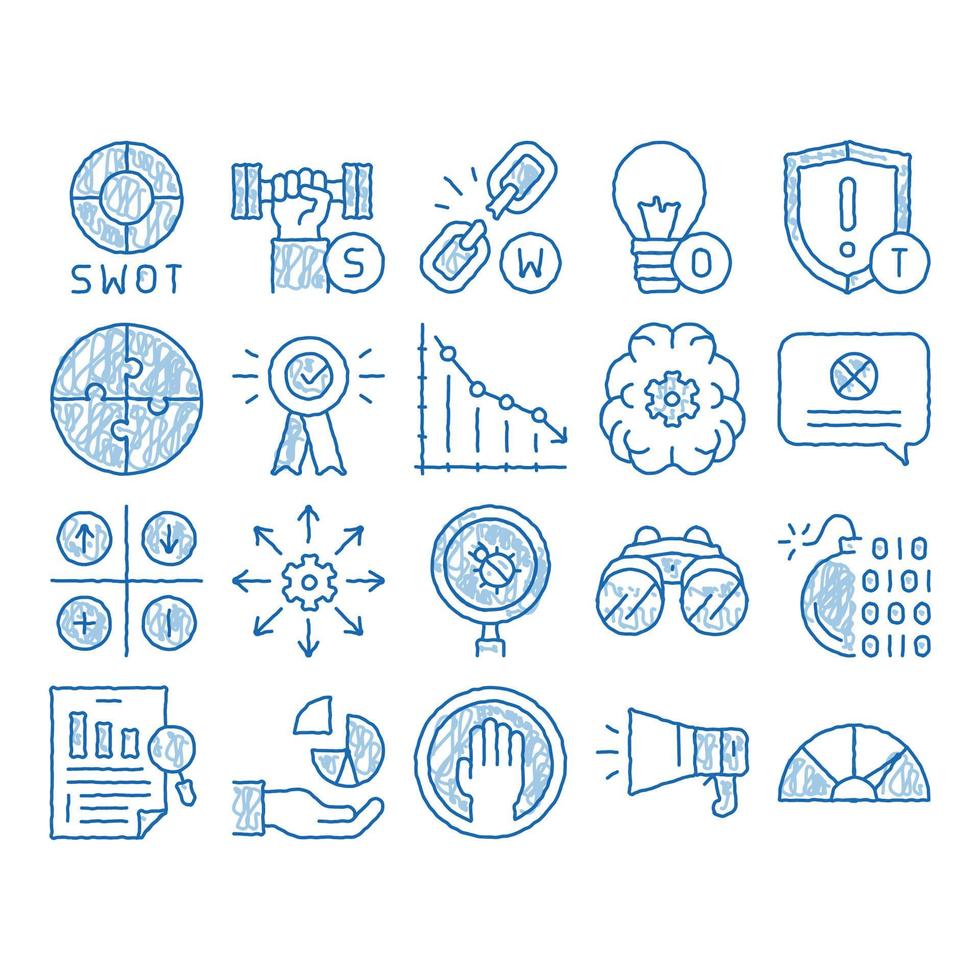 Swot Analysis Strategy icon hand drawn illustration vector