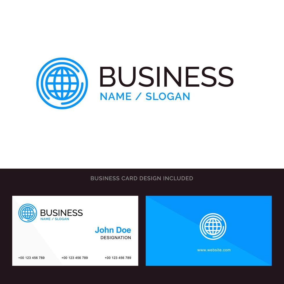 World Globe Big Think Blue Business logo and Business Card Template Front and Back Design vector