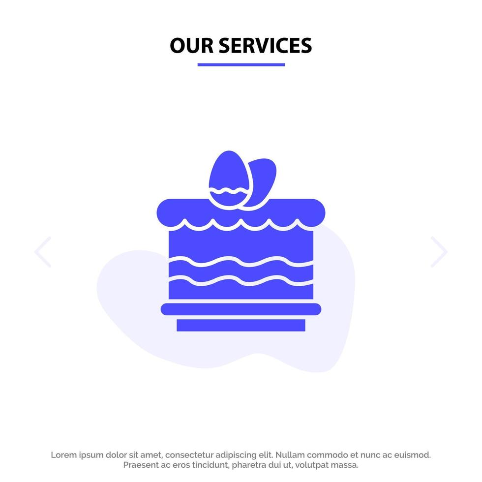 Our Services Crack Easter Eat Egg Solid Glyph Icon Web card Template vector