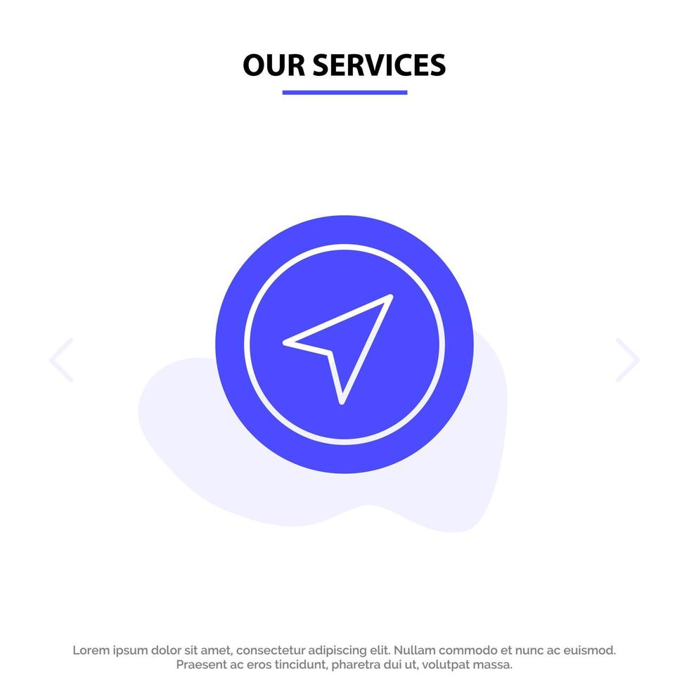 Our Services Location Map Pointer Pin Solid Glyph Icon Web card Template vector