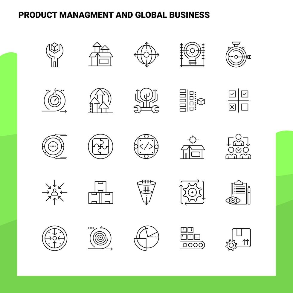 Set of Product Managment And Global Business Line Icon set 25 Icons Vector Minimalism Style Design Black Icons Set Linear pictogram pack