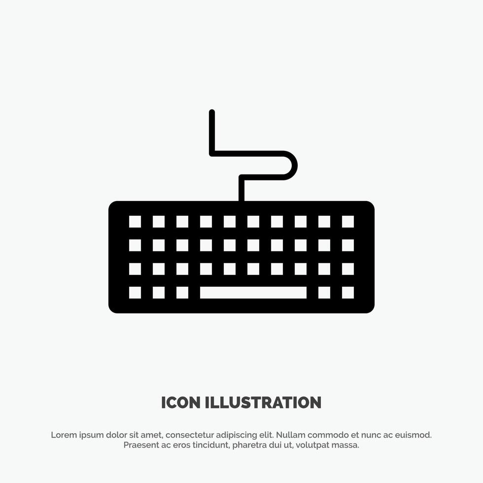 Key Keyboard Hardware Education Solid Black Glyph Icon vector