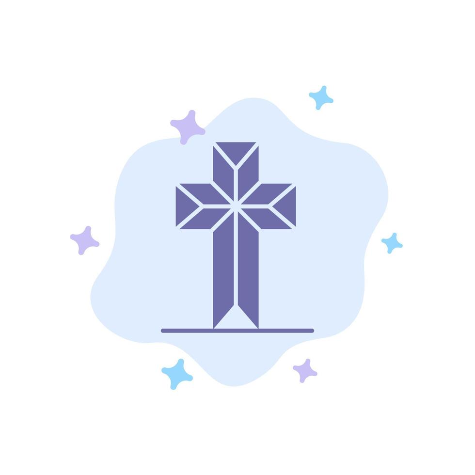 Celebration Christian Cross Easter Blue Icon on Abstract Cloud Background vector