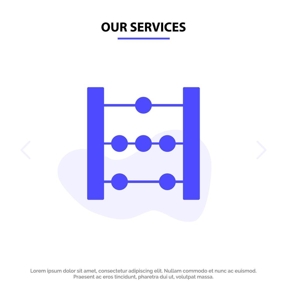 Our Services Abacus Education Math Solid Glyph Icon Web card Template vector