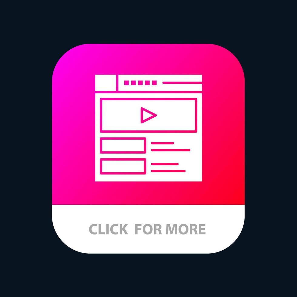 Video Video Player Web Website Mobile App Button Android and IOS Glyph Version vector