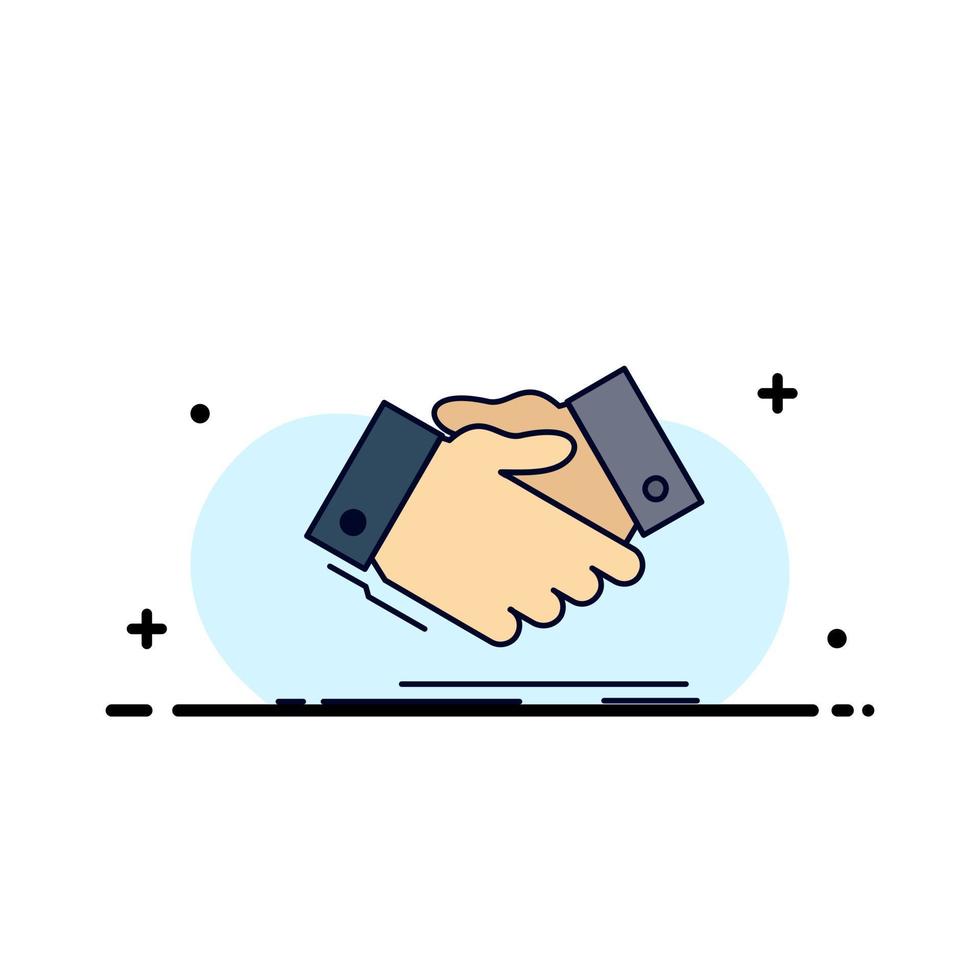 handshake hand shake shaking hand Agreement business Flat Color Icon Vector