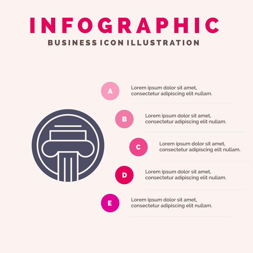 columna arquitectura edificio decoración griego infografía presentación plantilla 5 pasos presentación vector