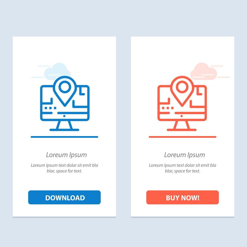 Computer Map Location Education  Blue and Red Download and Buy Now web Widget Card Template vector