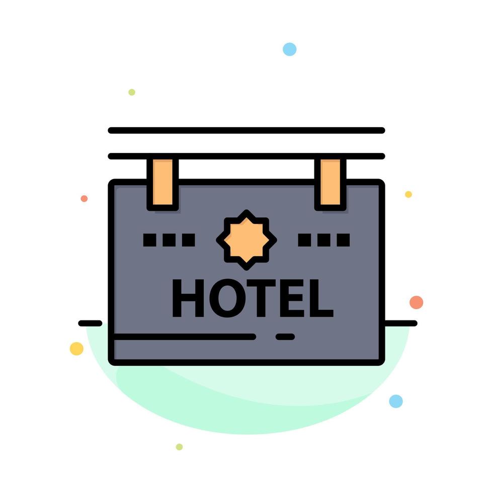 Hotel Sign Board Location Abstract Flat Color Icon Template vector