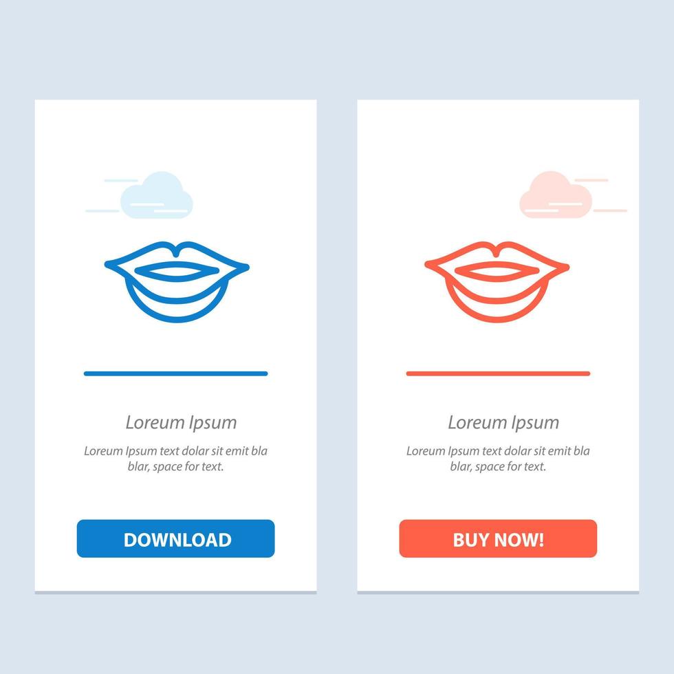 Lips Girl  Blue and Red Download and Buy Now web Widget Card Template vector