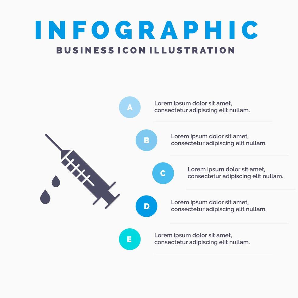 Dope Injection Medical Drug Solid Icon Infographics 5 Steps Presentation Background vector
