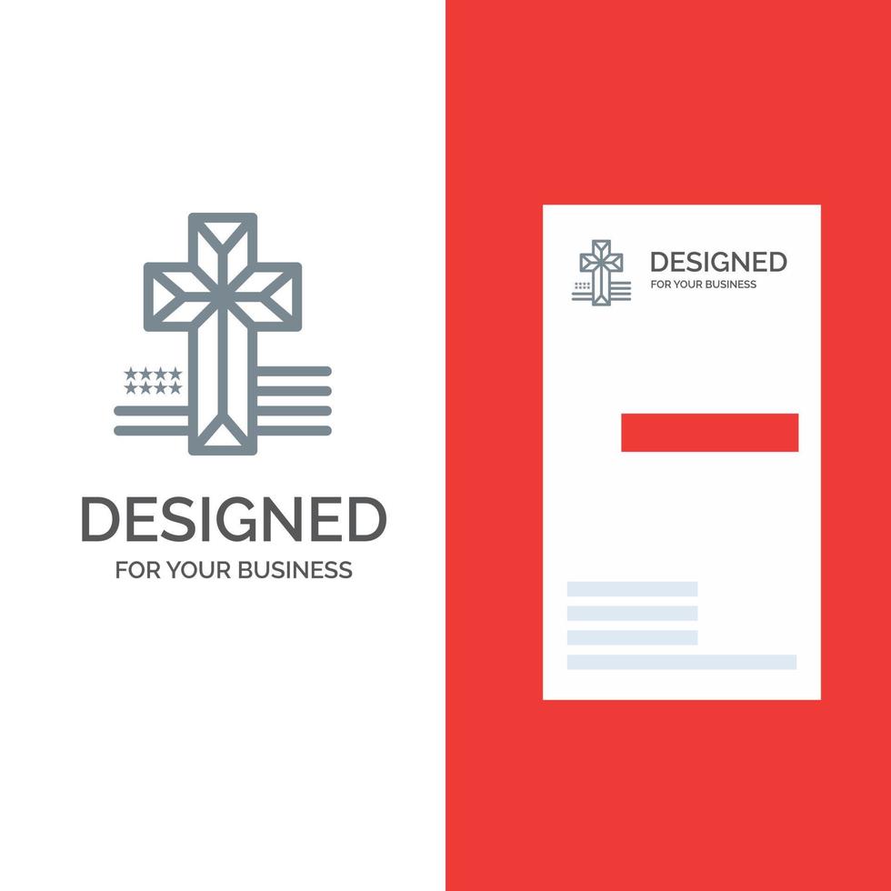 American Cross Church Grey Logo Design and Business Card Template vector