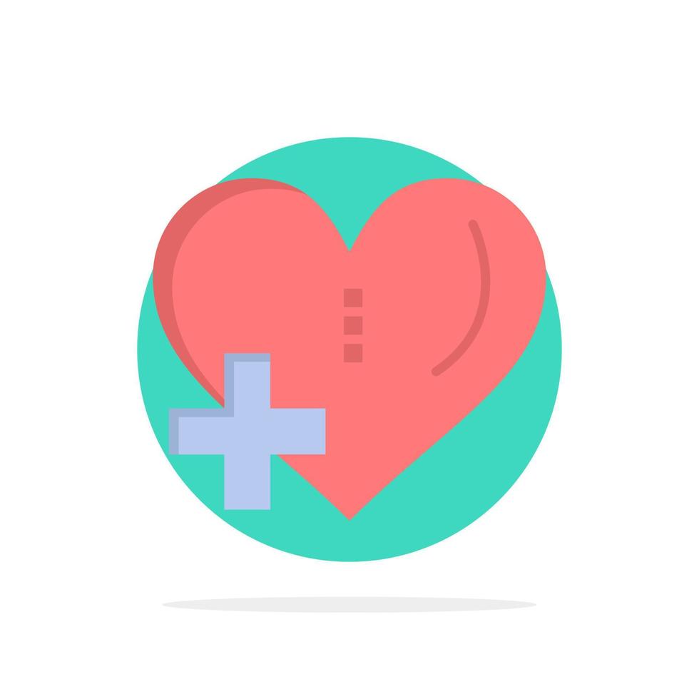 Heart Love Add Plus Abstract Circle Background Flat color Icon vector