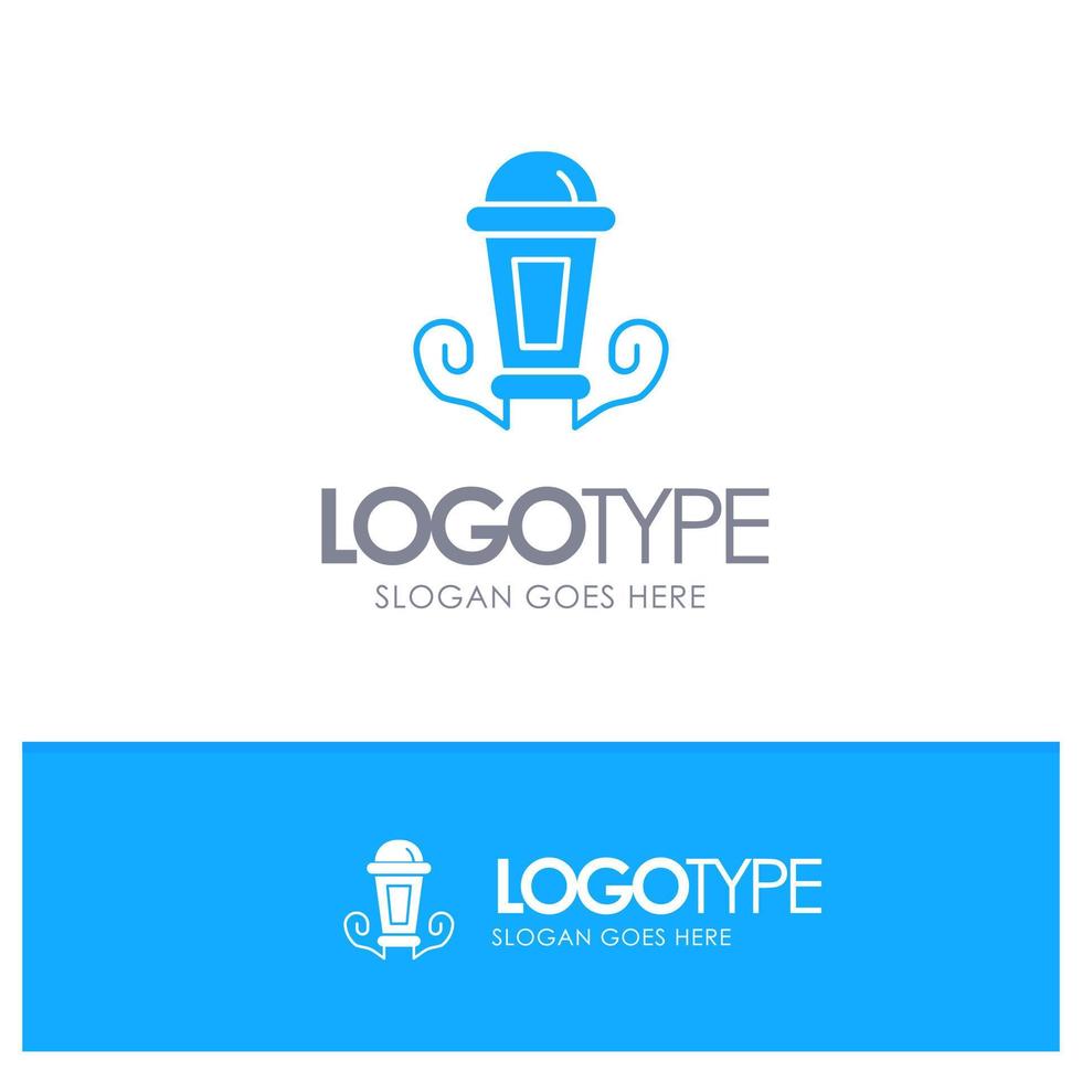 Light Night Lamp Lantern Blue Solid Logo with place for tagline vector