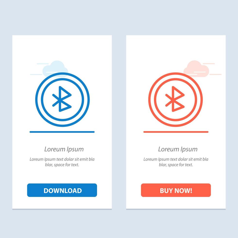 Bluetooth Ui User Interface  Blue and Red Download and Buy Now web Widget Card Template vector