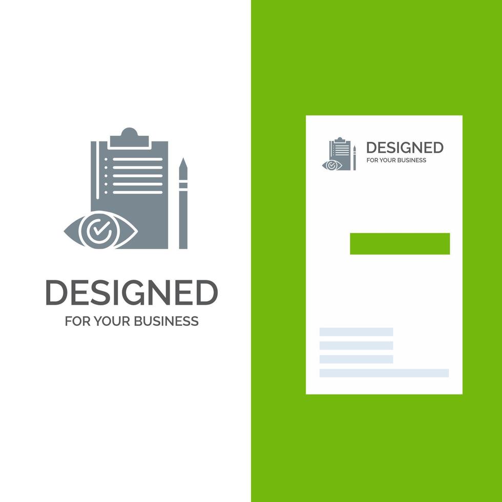 Quality Control Backlog Checklist Control Plan Grey Logo Design and Business Card Template vector