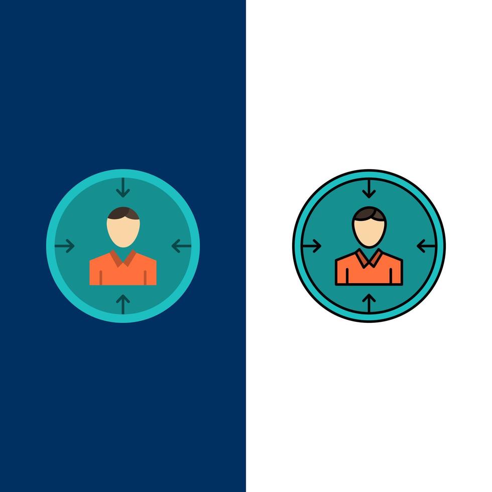 Target Employee Hr Hunting Personal Resources Resume  Icons Flat and Line Filled Icon Set Vector Blue Background