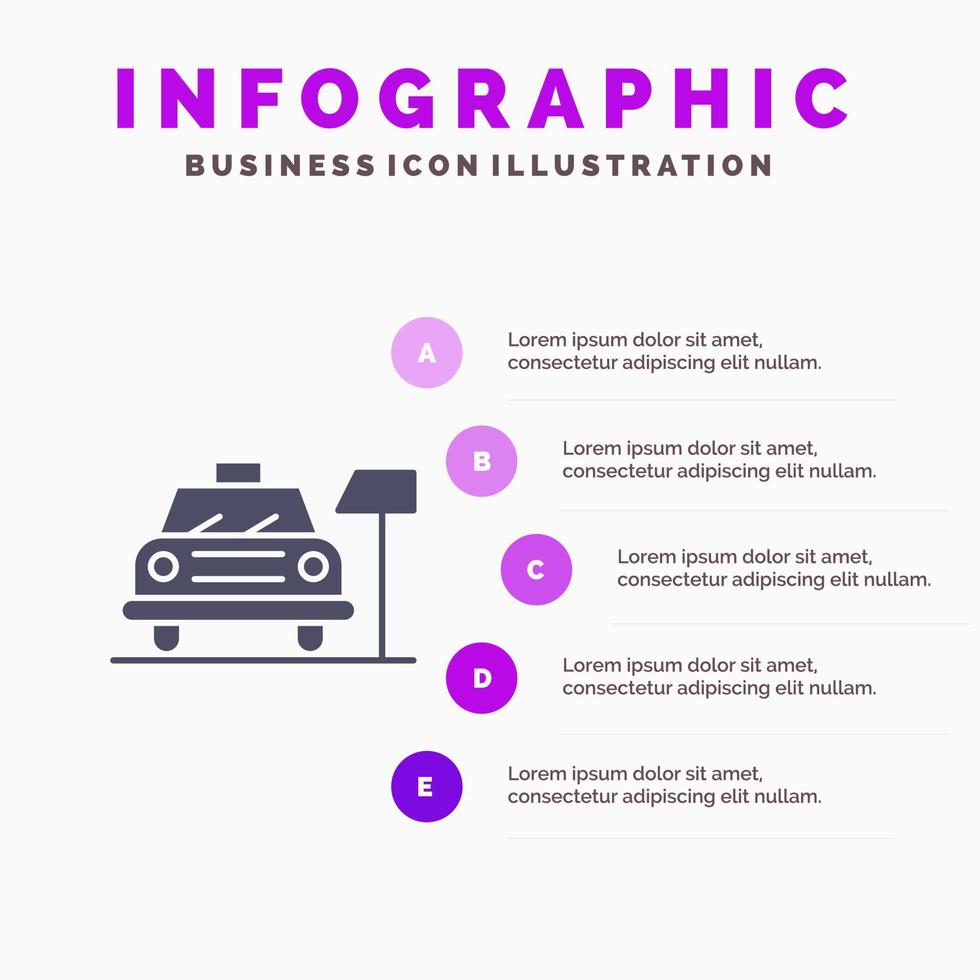 Car Parking Hotel Service Infographics Presentation Template 5 Steps Presentation vector