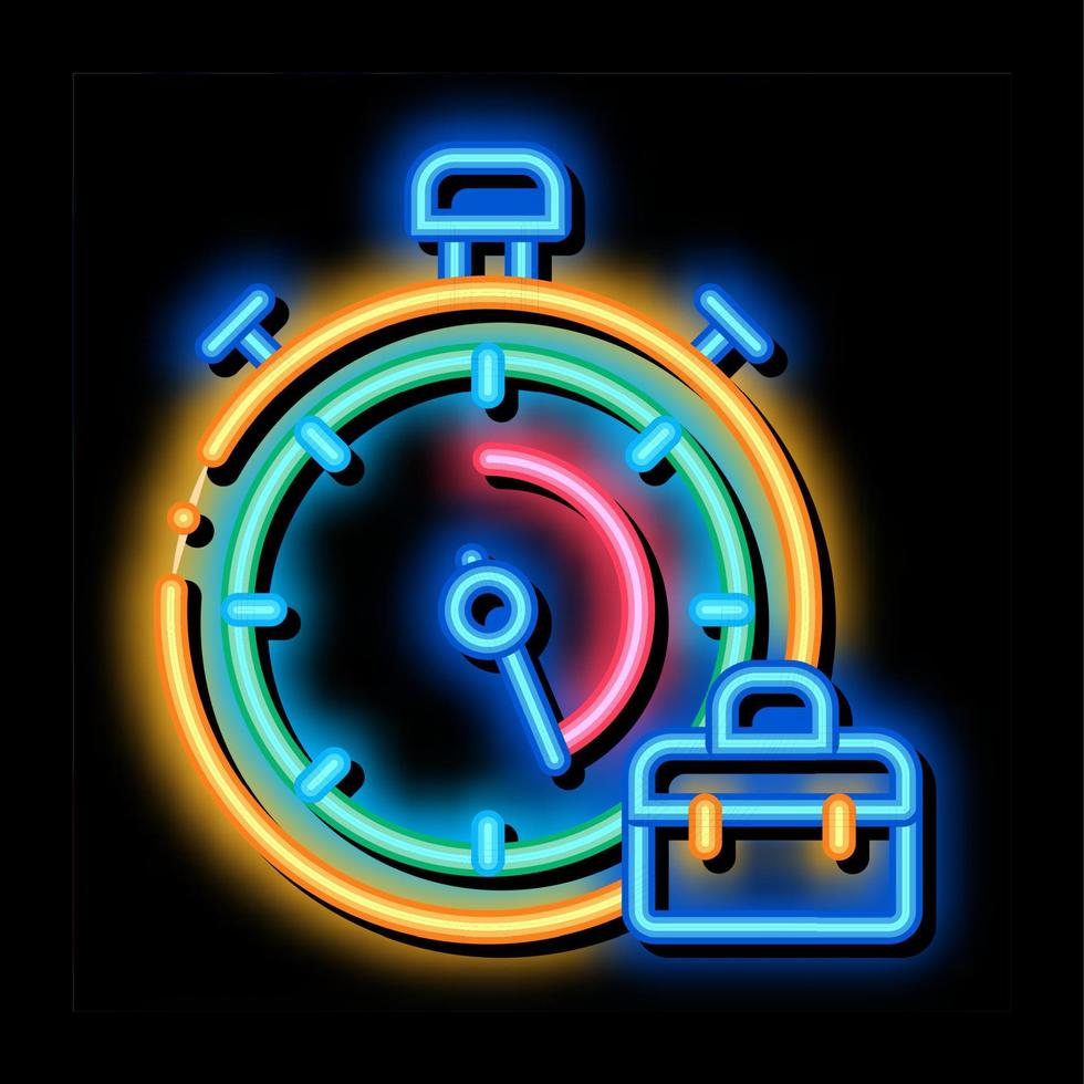 Stopwatch And Suitcase Agile Element neon glow icon illustration vector