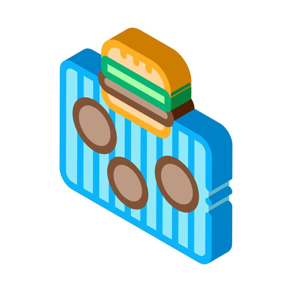 carne de barbacoa para ilustración de vector de icono isométrico de hamburguesa