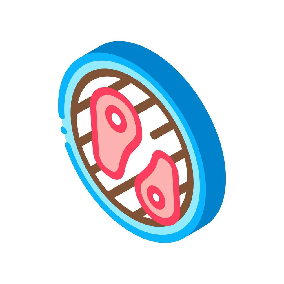 frying meat on bbq isometric icon vector illustration
