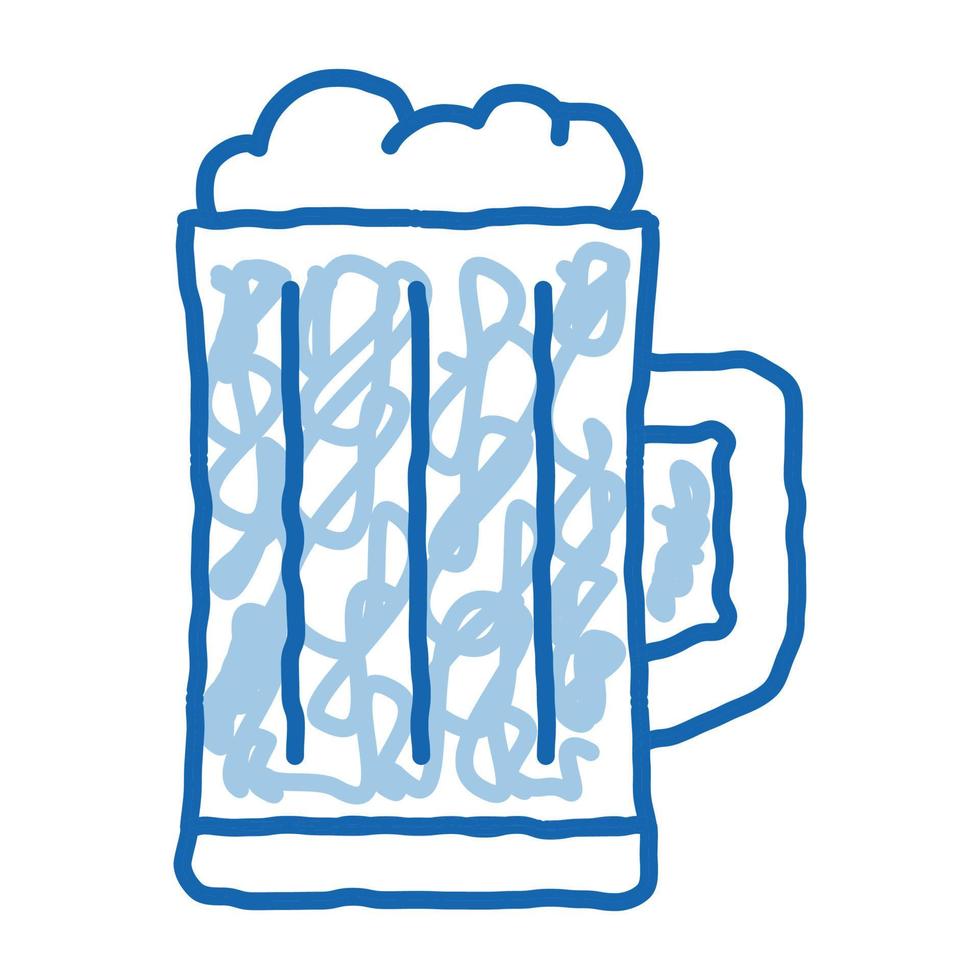 ilustración de dibujado a mano de icono de doodle de taza de cerveza espumosa vector