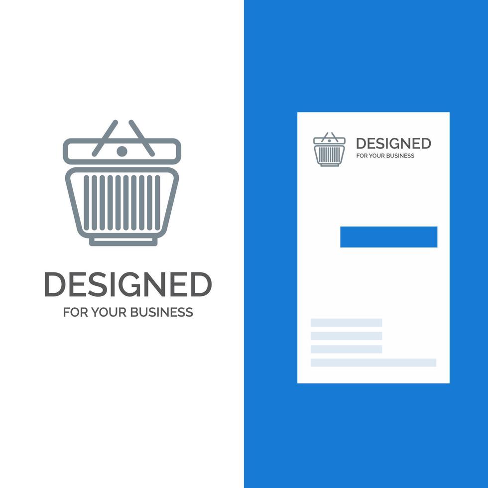 Basket Retail Shopping Cart Grey Logo Design and Business Card Template vector